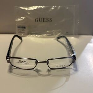GUESS Rectangular Eyeglasses Frames 47-16-130 Black Metal Demo Lens New